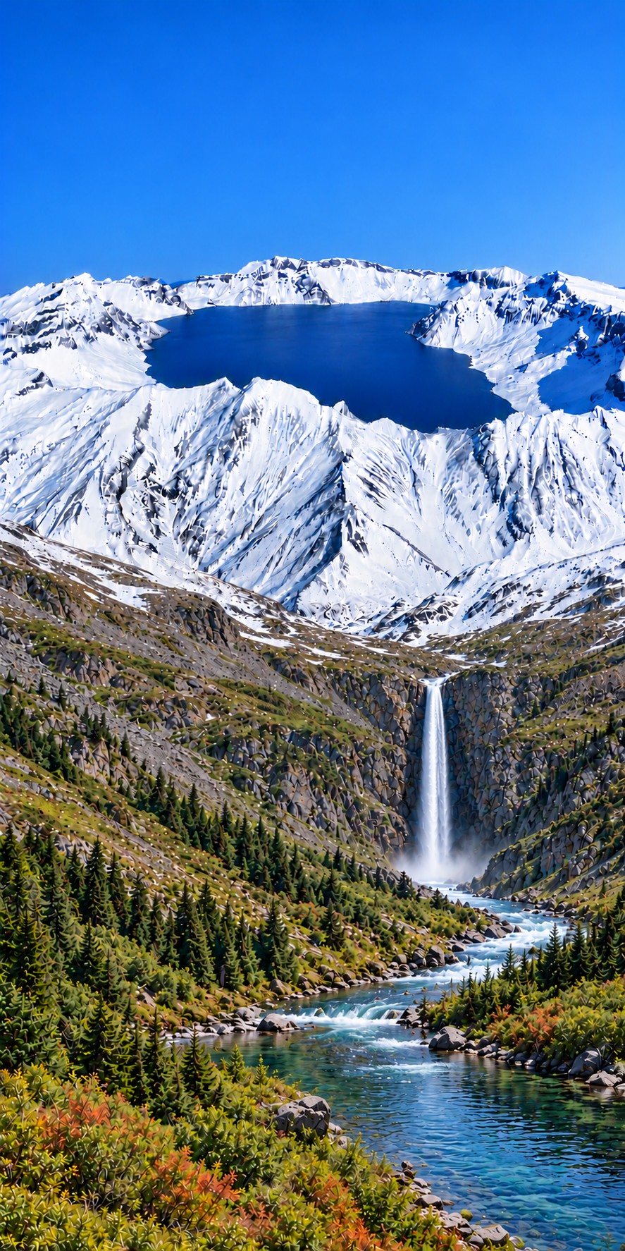 Heaven Lake in the Changbai Mountains — from snowy crater lake to waterfall to river